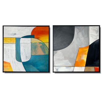 Obraz dyptyk abstrakcja, kolorowe obrazy, kolorowe abstrakcje, obrazy ręcznie malowane, obrazy do salonu