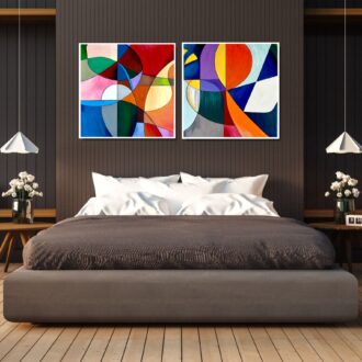 Obraz dyptyk abstrakcja, kolorowe obrazy, kolorowe abstrakcje, obrazy ręcznie malowane, obrazy do salonu