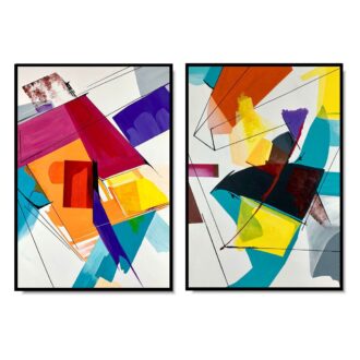 Dwie kolorowe abstrakcje, dwa obrazy abstrakcje, komplet abstrakcji kolorowych