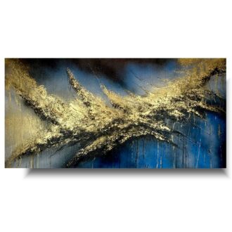 złoto granatowa abstrakcja, obraz abstrakcja, obraz 3D, polskie malarstwo, obraz ręcznie malowany