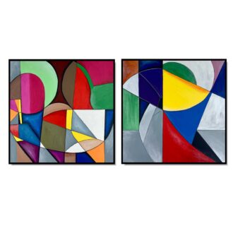 Dwie kolorowe abstrakcje, dwa obrazy abstrakcje, komplet abstrakcji kolorowych, obrazy na płótnie