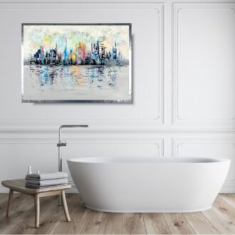 Obraz abstrakcja kolorowe miasto, Obraz kolorowe miasto, obraz w ramie, obrazy kolorowe, kolorowa abstrakcja, kolorowy pejzaż, obraz kolorowa architektura, obraz miasta i architektura