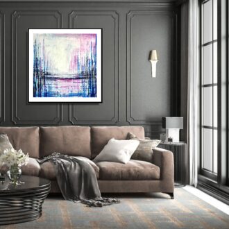 Obraz niebieska architektura, obraz abstrakcja kolorowe miasto, kolorowy obraz w ramie, obraz kolorowa abstrakcja, obraz do szarego salonu, obraz miasta i architektura