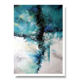 Abstrakcja duży turkusowy obraz "Tornado" obraz malowany 1574AR