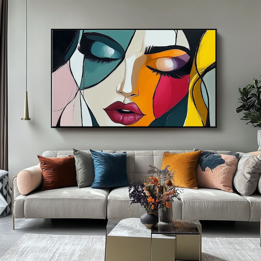 obraz portret malowany, kolorowy portret, duży obraz, obraz duży format