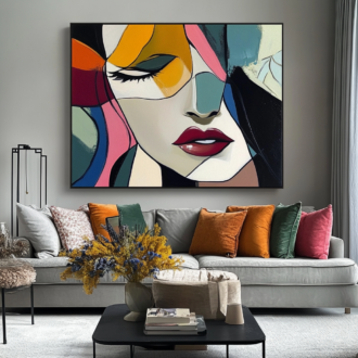 obraz malowany portret, malowana twarz na obrazie, kobieta na obrazie