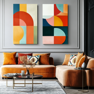 obraz abstrakcja dyptyk, kolorowa abstrakcja, nowoczesny obraz, kolorowe obrazy, obrazy do salonu, podwójny obraz