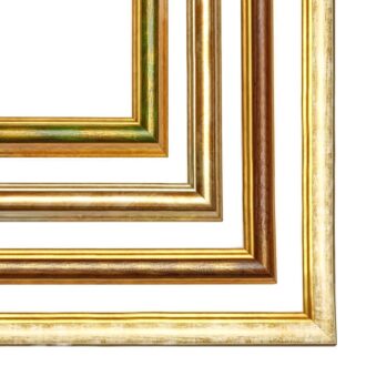 Drewniana postarzana rama do obrazu, białą postarzana rama, zielona wąska rama, klasyczna rama, ramy do obrazów