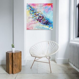 Obraz ręcznie malowany jesienna łąka, mały obraz z kwiatami, kwiecisty obraz, jesienny obraz, obraz jesienne kwiaty, obraz 50x50