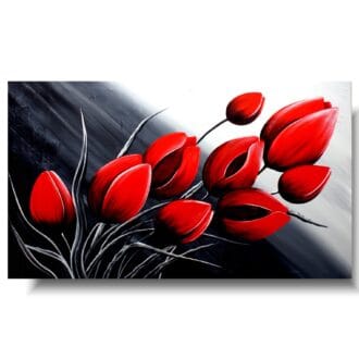 Kwiaty czerwone tulipany obraz, obraz tulipany, obrazy czerwone tulipany, duży obraz, obrazy kwiaty, obraz z tulipanami