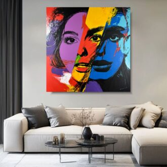 Obraz nowoczesny kolorowy portret, duży kolorowy obraz, obrazy do salonu, obrazy nad kanapę, obrazy na płótnie, nowoczesne obrazy