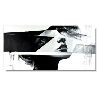 Czarno biały obraz portret 120 x 60cm – nowoczesna abstrakcja 2376A