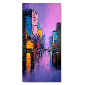 Obraz abstrakcja 60 x 120cm – nowoczesne miasto w pionie 2374A