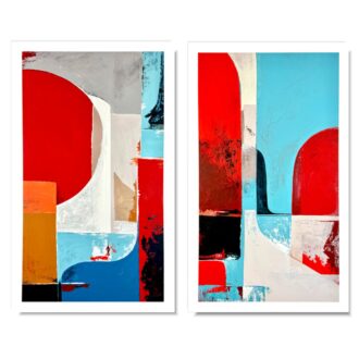 Obraz dyptyk abstrakcja 100 x 120cm – nowoczesny zestaw geometryczny 2373A