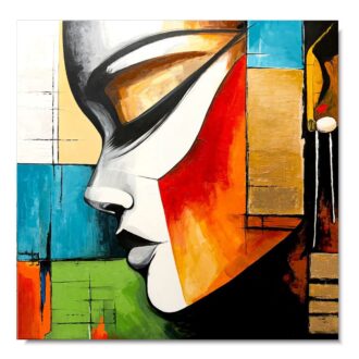 Złoty obraz portret 100 x 100cm – nowoczesna twarz 2375A