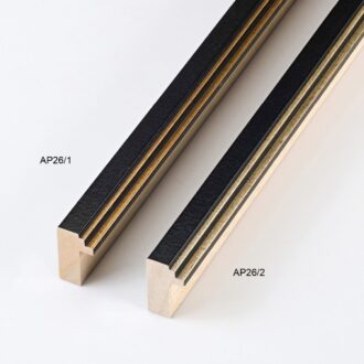 Drewniana klasyczna wąska czarna rama ze złotym lub srebrnym wykończeniem